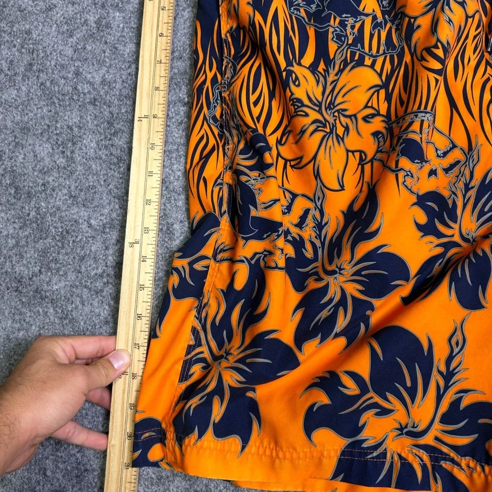 No Boundaries Y2K Orange Floral Flame Board Shorts Baggy Skater Mens Size Large